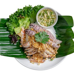 ผัดกระเทียมเลือกเนื้อทะเล 2 ชนิด