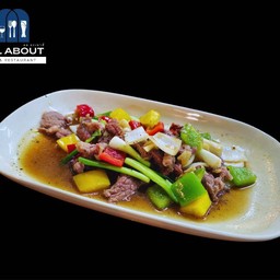 ผัดพริกไทยดำ เนื้อชิ้น