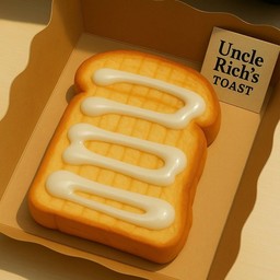 ขนมปังเนยน้ำตาลกรอบ ราดนมข้นหวาน