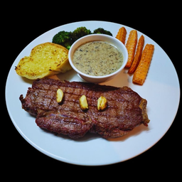 สเต็กเนื้อริบอาย ซอลทรัฟเฟิล