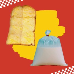 นมสดร้อน+ปังปิ้งเนยนม