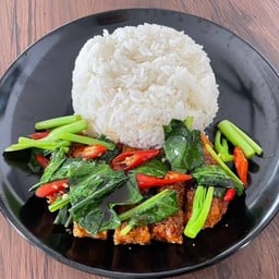 ข้าวคะน้าไก่กรอบ