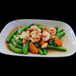 ถั่วลันเตา กุ้งสด