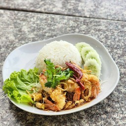 กุ้งทอดซอสมะขามราดข้าว