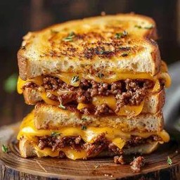 ⭐4.7 (735) -GRILLED SANDWICH 🥪Ground Beef กริลชีส แซนวิช เนื้อวัวบดชีส
