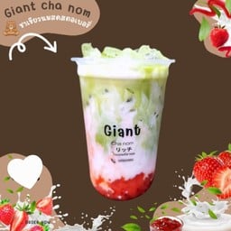 ชาเขียวนมสดสตอเบอรี่