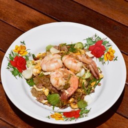 ผัดสามเหม็นวุ้นเส้นใส่กุ้ง