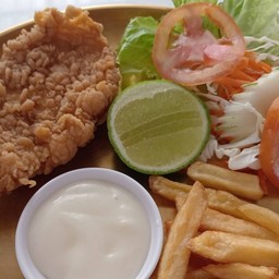 สเต็กไก่ทอด ซอสมะนาว