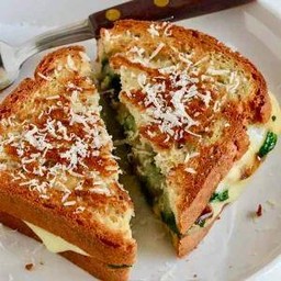 ⭐5.0 (2807) - GRILLED SANDWICH 🥪Cheesy Spinach กริลชีส แซนวิช ผักโขมชีส