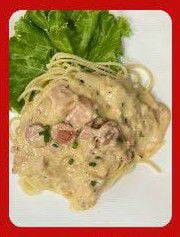 สปาเกตตี้ไวท์ซอสแฮม