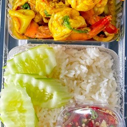 ข้าวผัดผงกระหรี่ทะเล(ร้านได้จากไลน์แมน60฿)