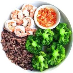 ⭐4.7 (110) - ข้าวทรงเสวย ไรซ์เบอรี่ บร็อคโคลี่กุ้ง ซีฟู้ด