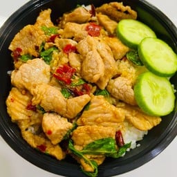 [อร่อยซ่ากับโค้ก] กะเพราหมูชิ้น +  โค้ก ออริจินัล (กระป๋อง) 