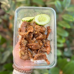 หมูทอดกระเทียมราดข้าว