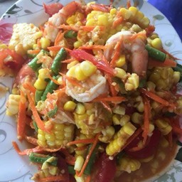 ตำข้าวโพดกุ้งสด