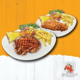 [เซตสุดฮิต] สเต็กปลาทอด + สเต็กไก่สไปซี่