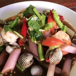 ตำหอยแคงกุ้งสุก