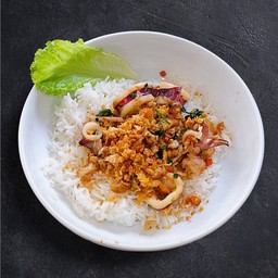 ข้าวแห้งหมึก - Dried Rice Porridge with Squid