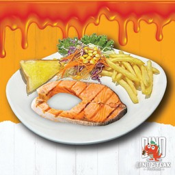 สเต๊กปลาแซวมอล บาบีคิว