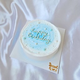 สีฟ้ามินิมอล (ระบุข้อความหน้าเค้กได้)