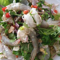 ยำ ตะใค้ กุ้งสด