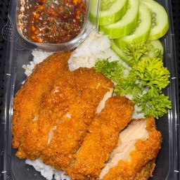 ข้าวไก่ทอด สะโพกไก่(ไม่มีกระดูก)