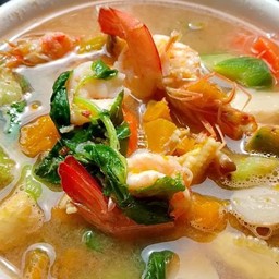 แกงเลียงกุ้งสด+เป็นกับ