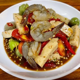 ตำกุ้งสดหมูยอ