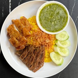 ข้าวหมกไก่ทอด+เนื้อ