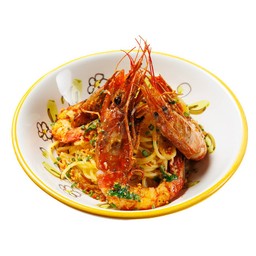 สปาเก็ตตี้อะกลิโอโอลิโอ้ และกุ้งลายเสือ
