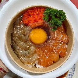ข้าวหน้ากุ้งดอง+แซลม่อนดองซีอิ้ว