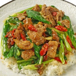 ข้าวไก่คะน้าผัดน้ำมันหอย