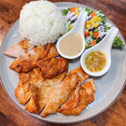 ข้าวสเต็กไก่สไปซี่
