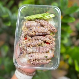 กั้งคั่วพริกเกลือราดข้าว