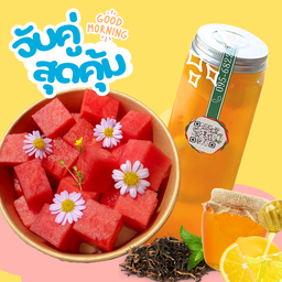 แตงโมคว้านเมล็ด + ชาผลไม้ (เลือกชาได้)