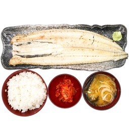 Plain Unagi Set (1ตัว 220 g.) เซ็ทปลาไหลย่าง ข้าว+กิมจิ+โชยุวาซาบิ+มิโซะซุป