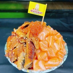 ข้าวหน้าปลาใหลและแซลมอน