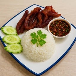 ข้าวเนื้อแดดเดียวทอด