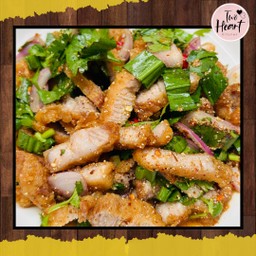 ลาบหมูสามชั้นทอด