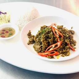 ข้าวคั่วกลิ้งหมูสับ