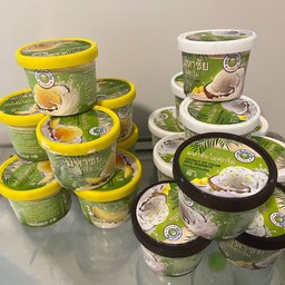 ไอศกรีมทุเรียนมหาชัย 90g (ผลิตจากโรงงานร้านไม่ได้ตักเอง)