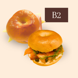B2 Ham Egg Cheese Bagel + Smoked Salmon Cream Cheese Bagel