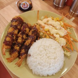 ข้าวกุ้งกรอบซอสเทอริยากิ