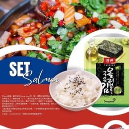 คุ้ม set แซลมอนดองเกาหลี พร้อมข้าวและสาหร่าย (set salmon)