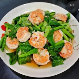 คะน้าผัดกุ้ง(กับข้าว)