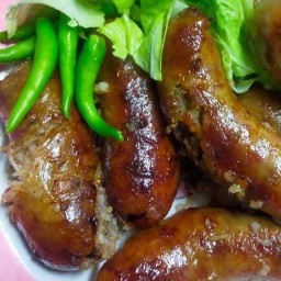 ข้าวหยำ น้ำตับย่าง (ใส้กรอกโคราช)