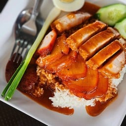 ข้าว หมูแดง+หมูกรอบ