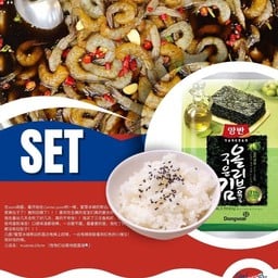 กุ้้งดอง 15 +ข้าว+สาหร่าย  ฟรีน้ำยำ