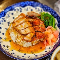ข้าว เป็ดย่าง+หมูกรอบ