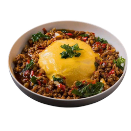 กระเพราไข่ข้นพริกแห้ง+น้ำเงี้ยวข้าวซอยเมืองเหนือ